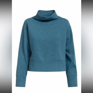Nike Dri-FIT Women's Ribbed Mock Neck Crop Training Pullover in Teal Size M